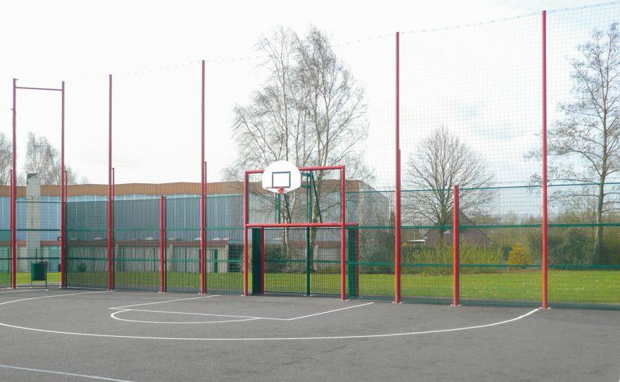 multisports pediment by Metalu Plast the Brooklyn model with grating infill and hdpe basketball backboard