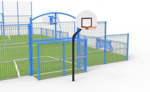 option terrain multi-sports panier de basketball supplémentaire à l'arrière du but de football handball