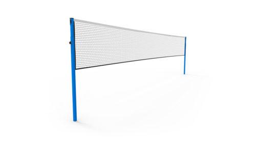 Poteaux de badminton compétition à sceller en acier plastifié bleu - hauteur réglable